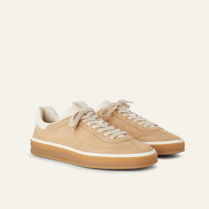 Loro Piana  Tennis Walk Sneaker In Suede Calf Split Windy Dunes