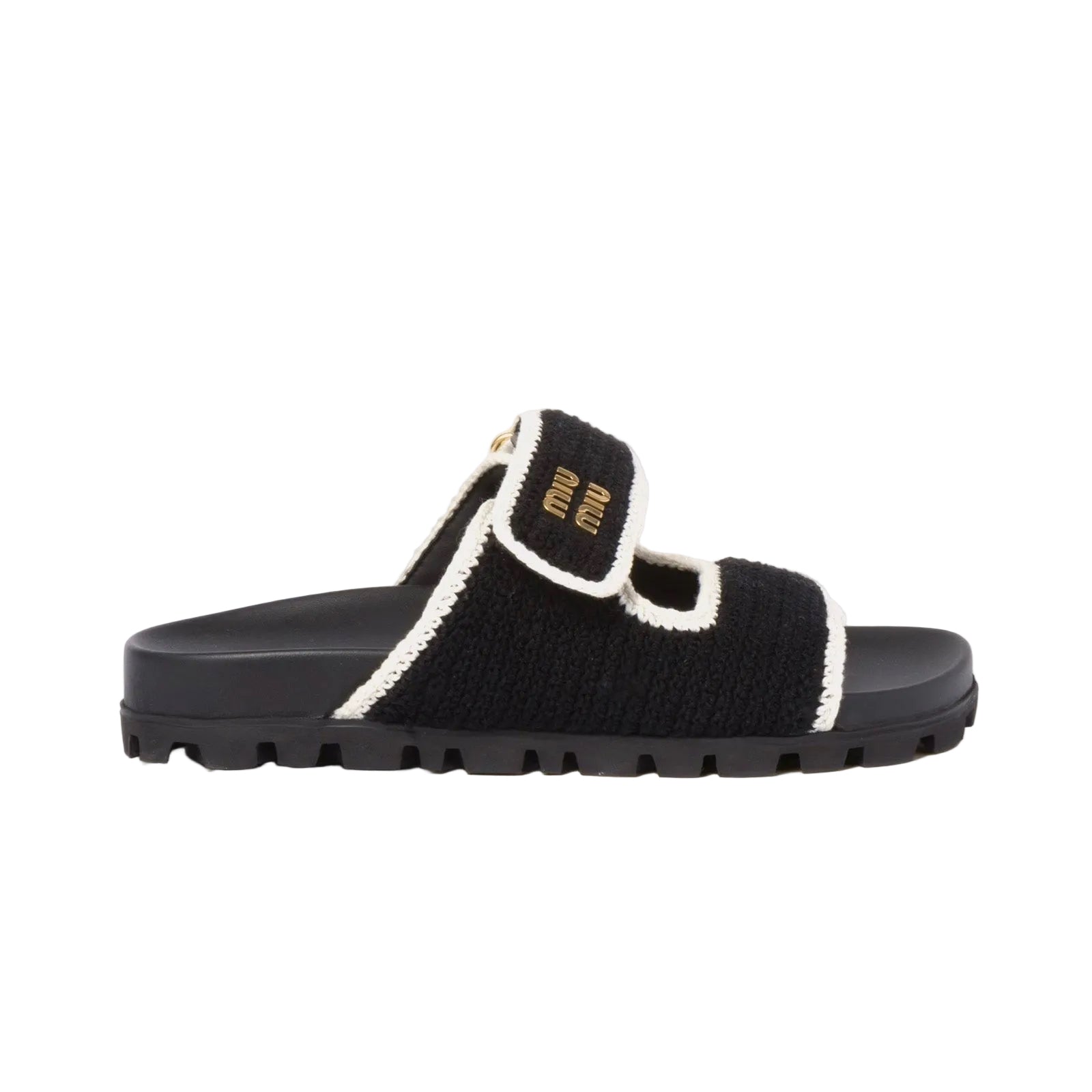 Miu Miu - Crochet Knit Black / Ivory Sandals