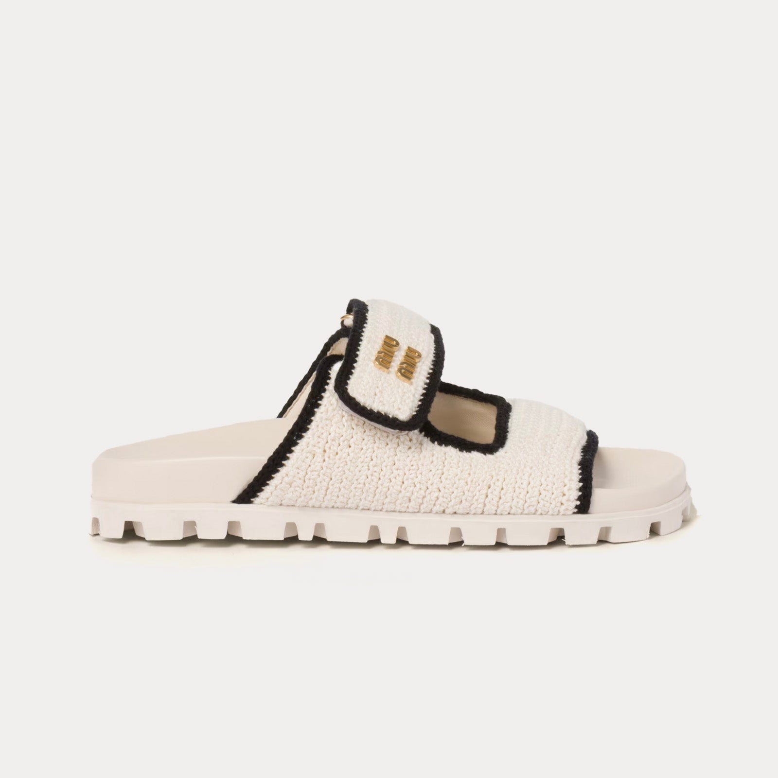 Miu Miu - Crochet Knit Ivory / Black Sandals