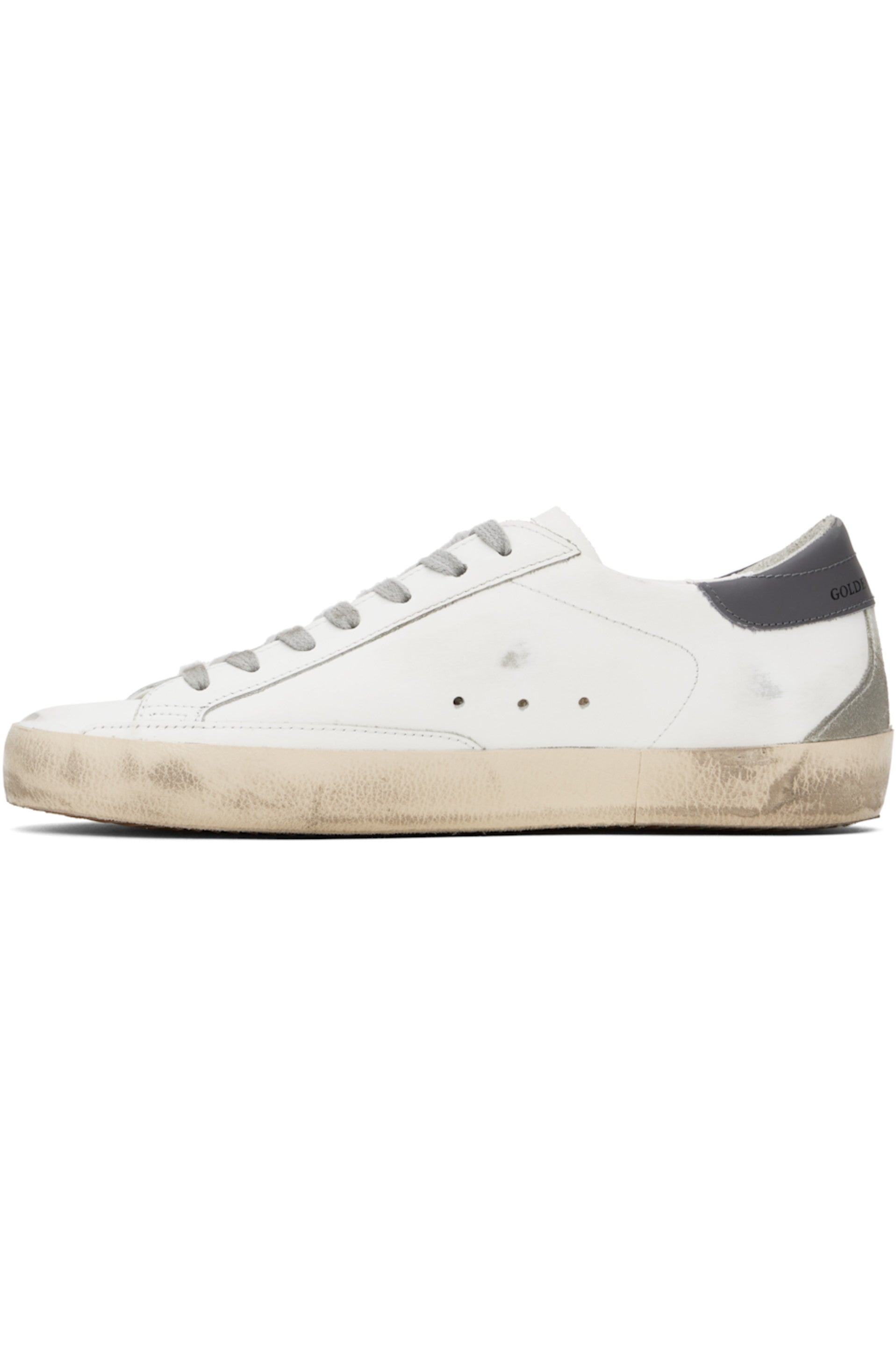 golden-goose White & Gray Super-Star Classic Sneakers
