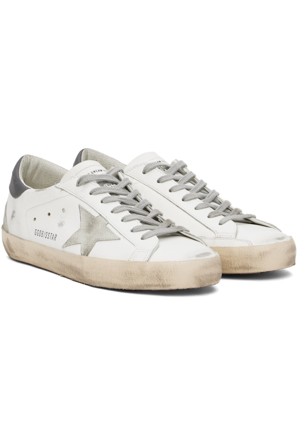 golden-goose White & Gray Super-Star Classic Sneakers