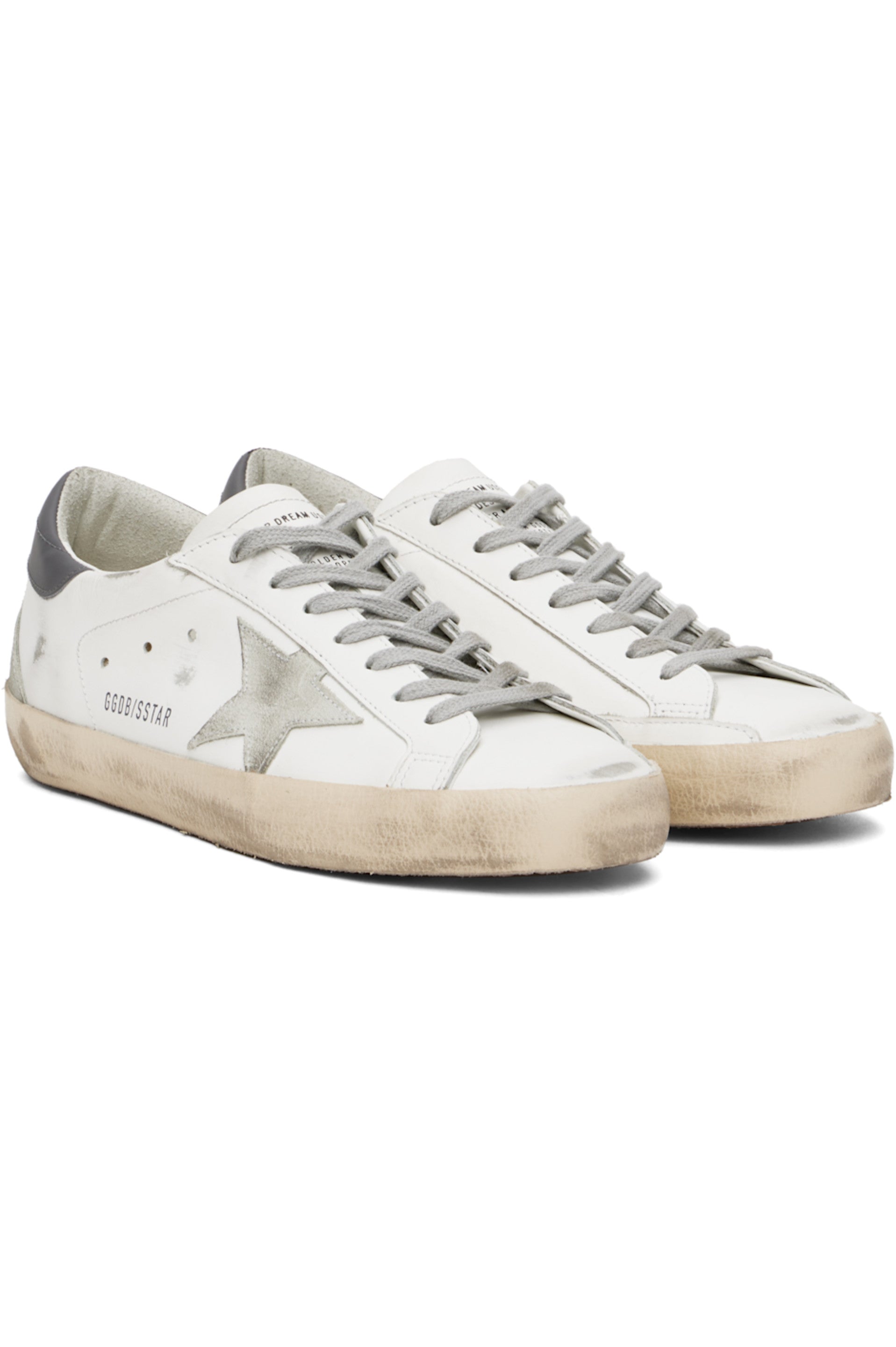 golden-goose White & Gray Super-Star Classic Sneakers