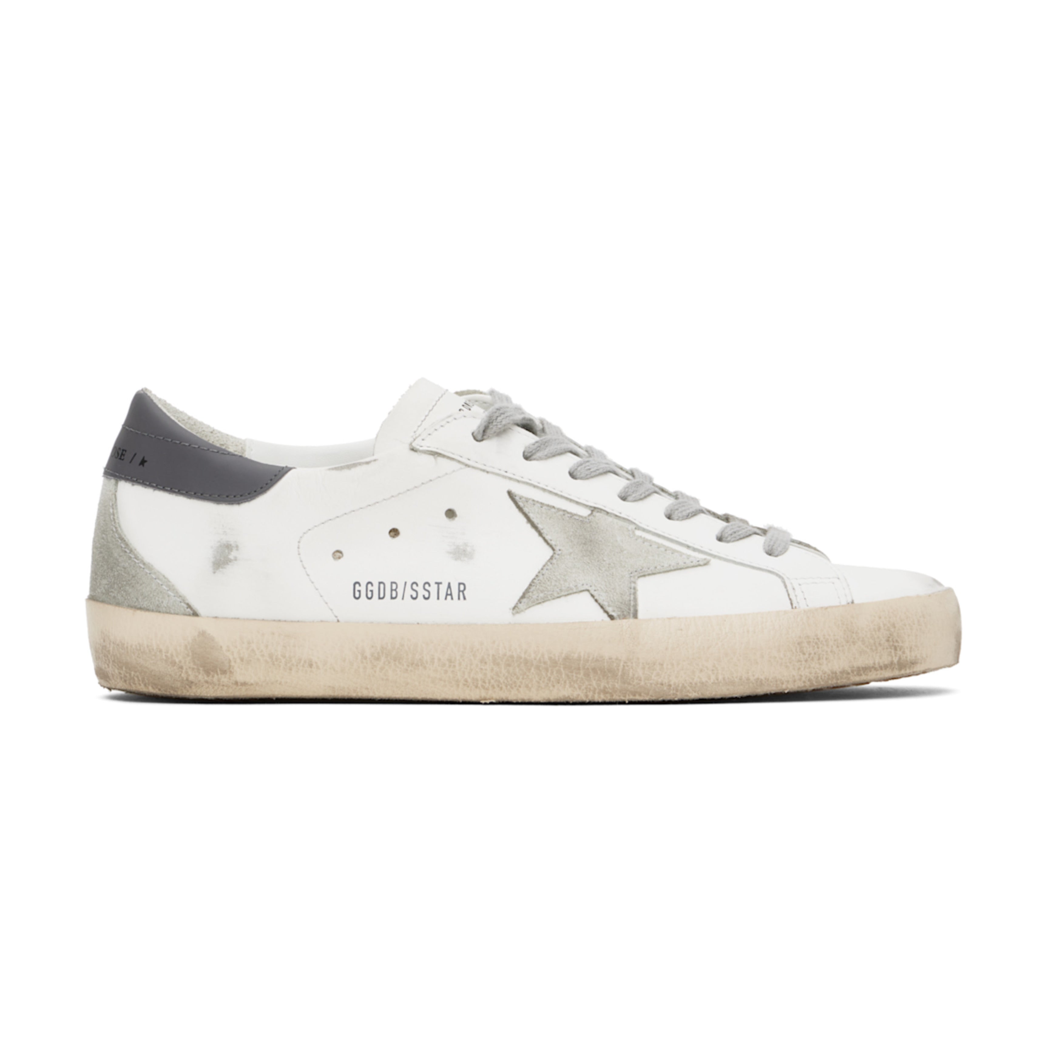 golden-goose White & Gray Super-Star Classic Sneakers
