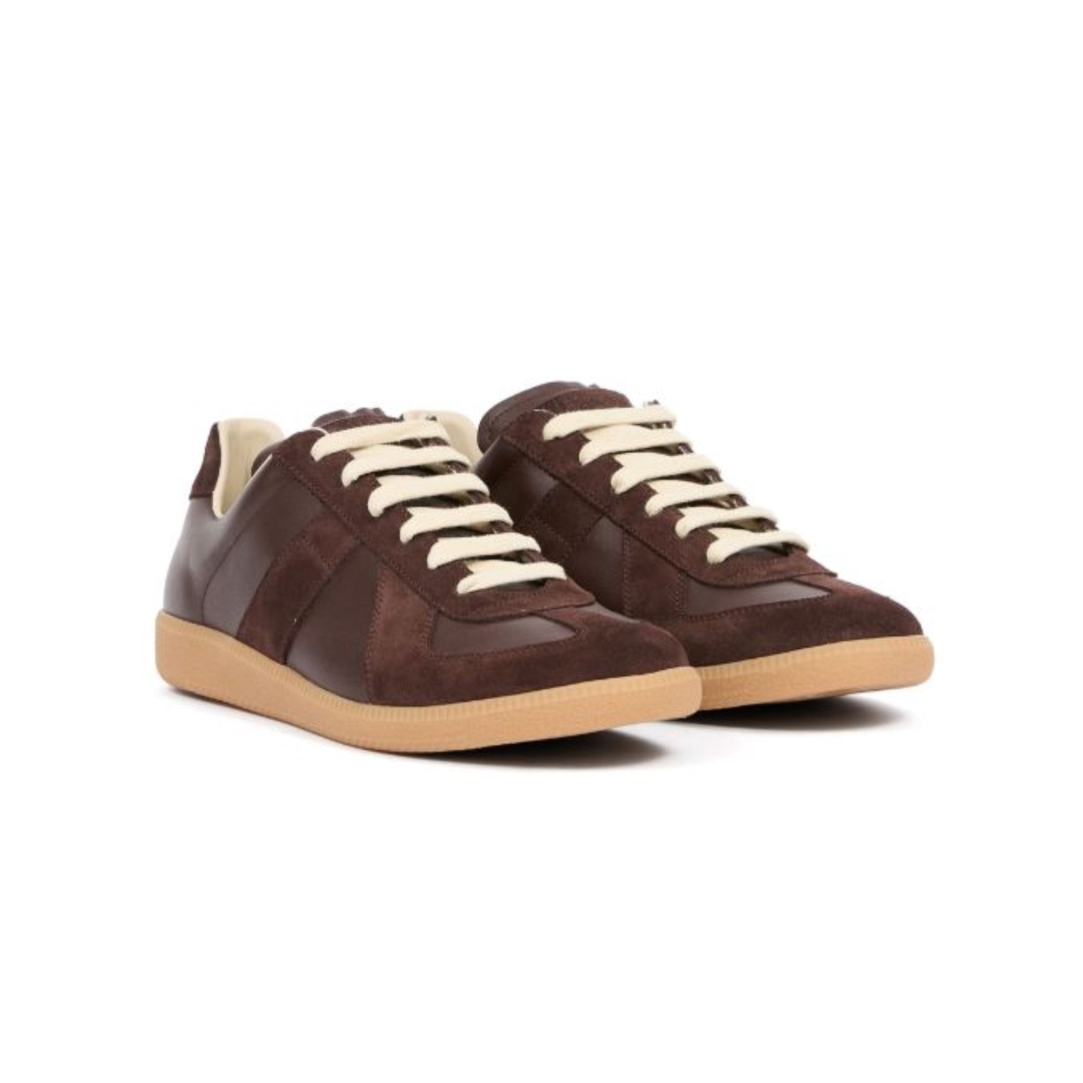 Maison Margiela - Replica leather and suede sneakers - brown