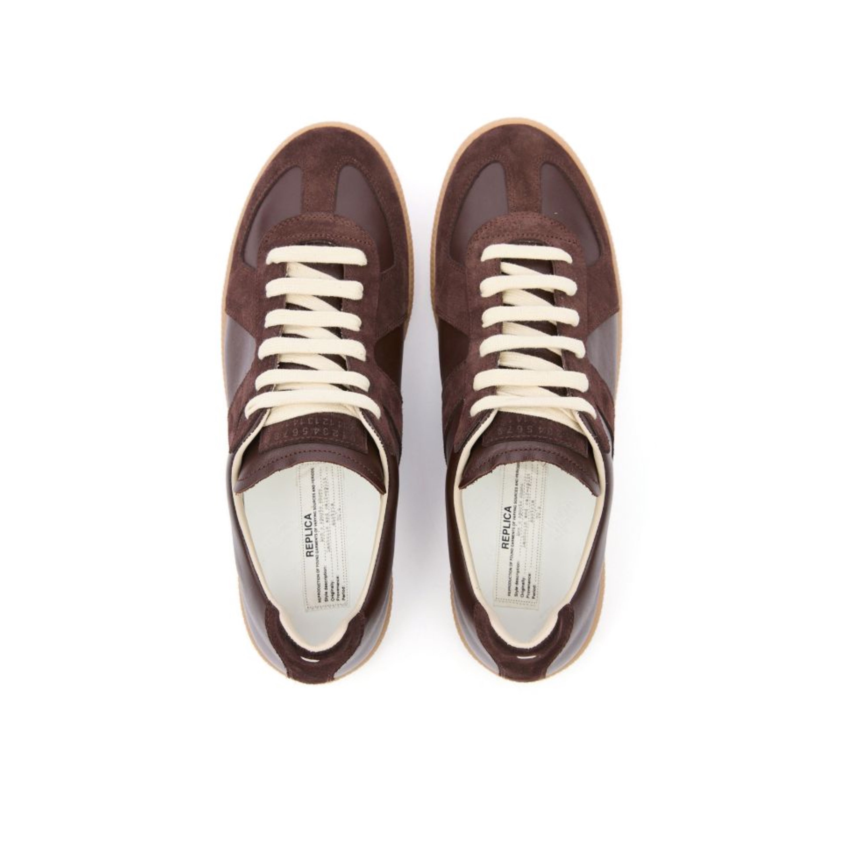 Maison Margiela - Replica leather and suede sneakers - brown