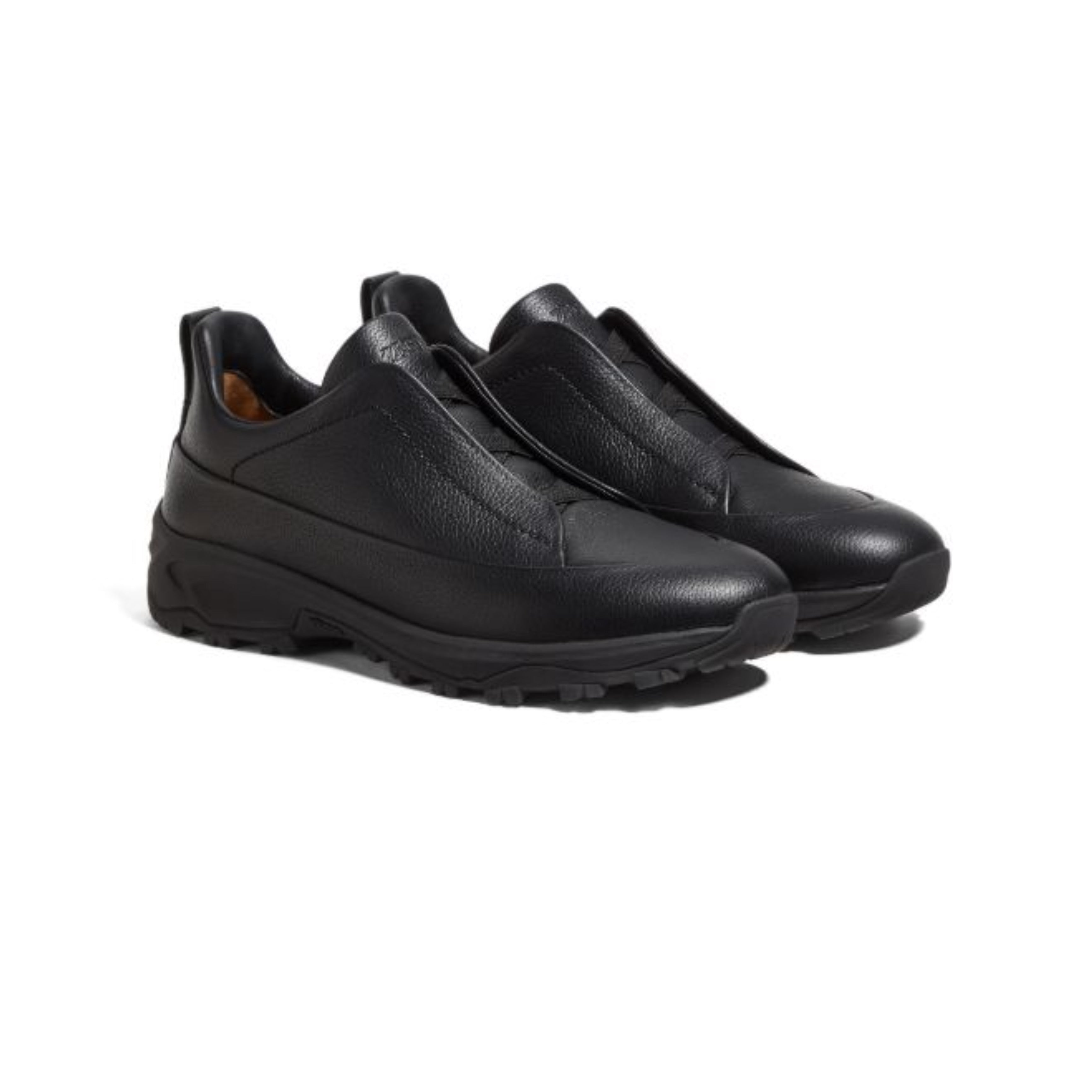 ZEGNA Zegna  Black leather triple stitch mont sneakers