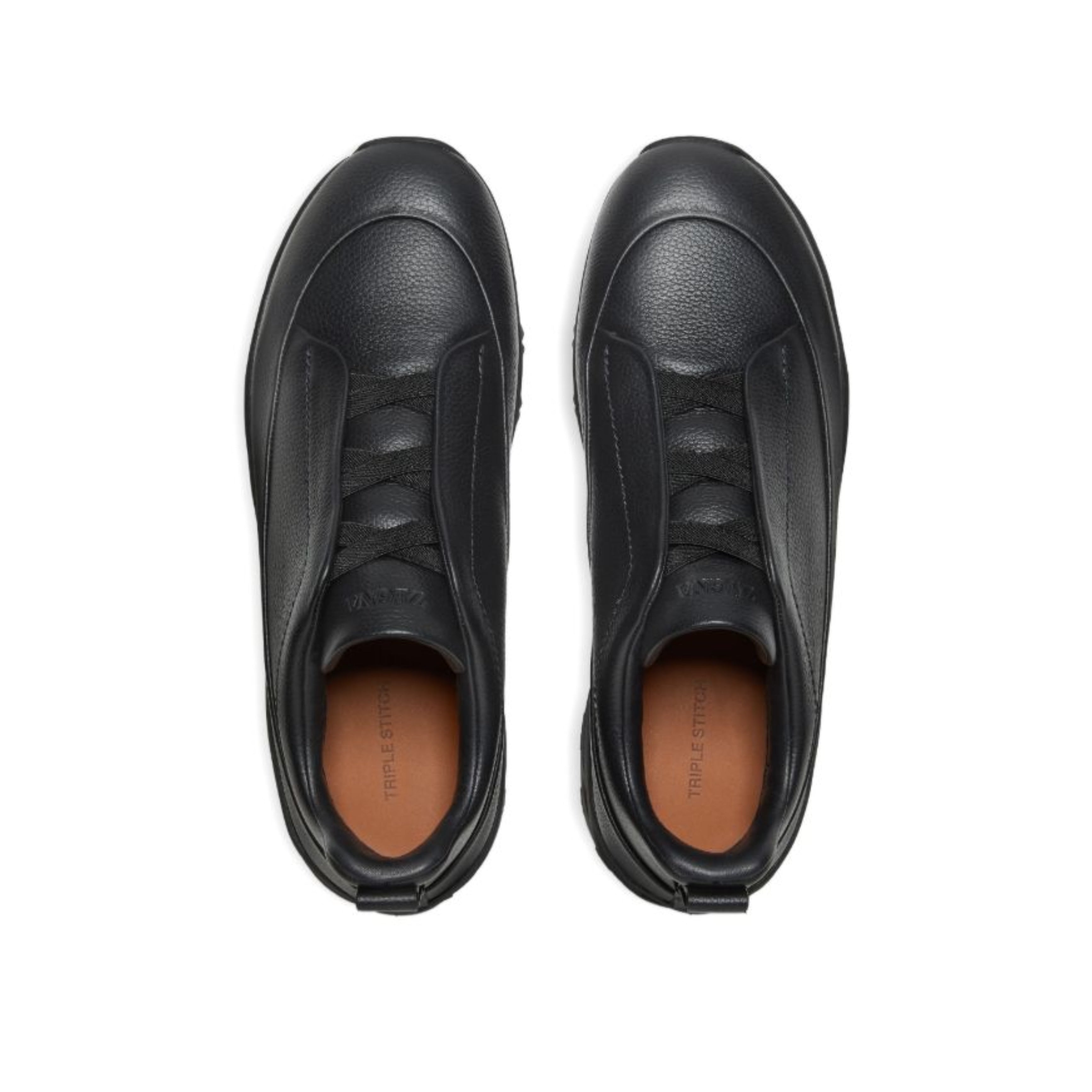 ZEGNA Zegna  Black leather triple stitch mont sneakers