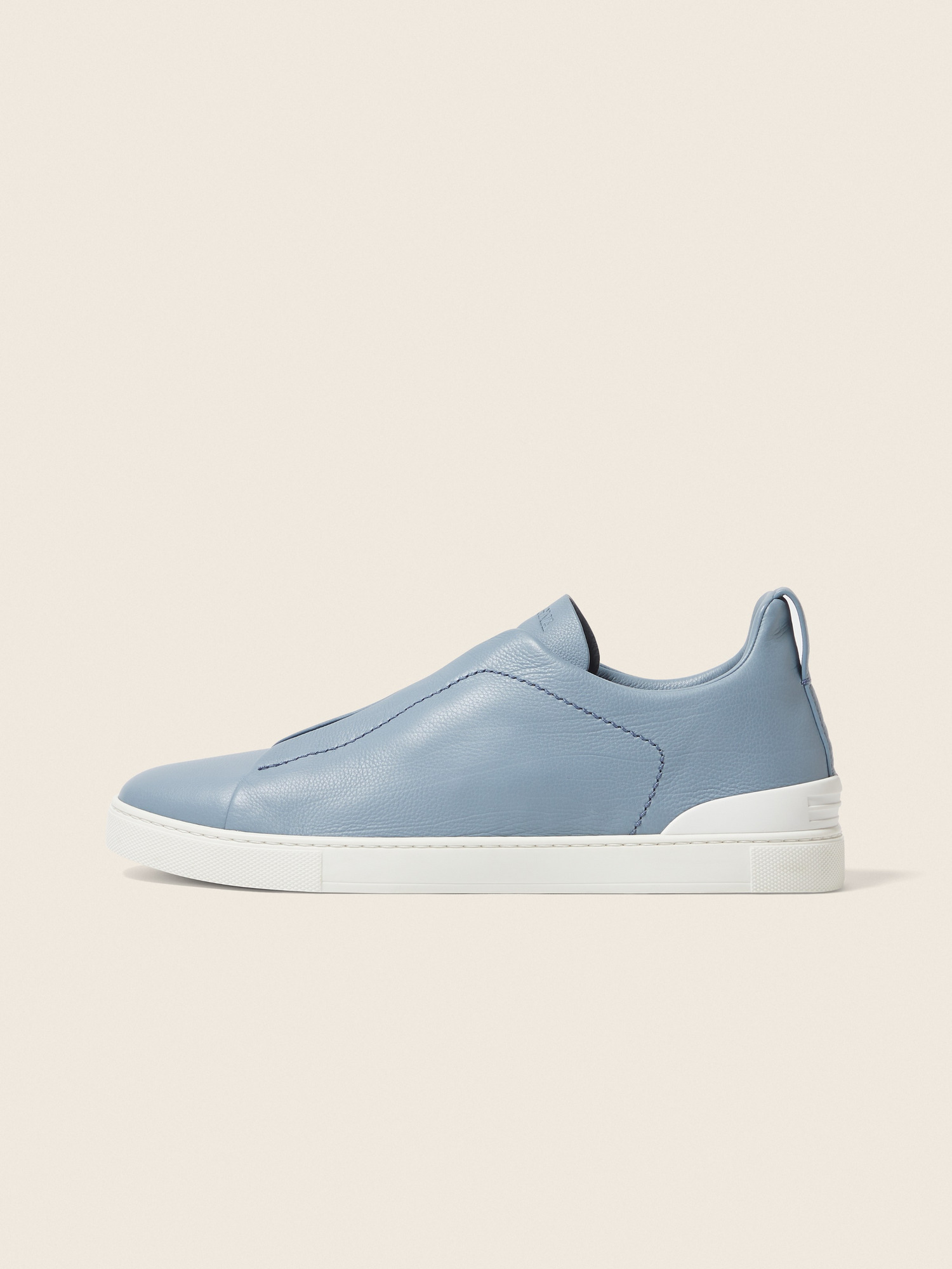ZEGNA  triple stitch leather sneakers Blue
