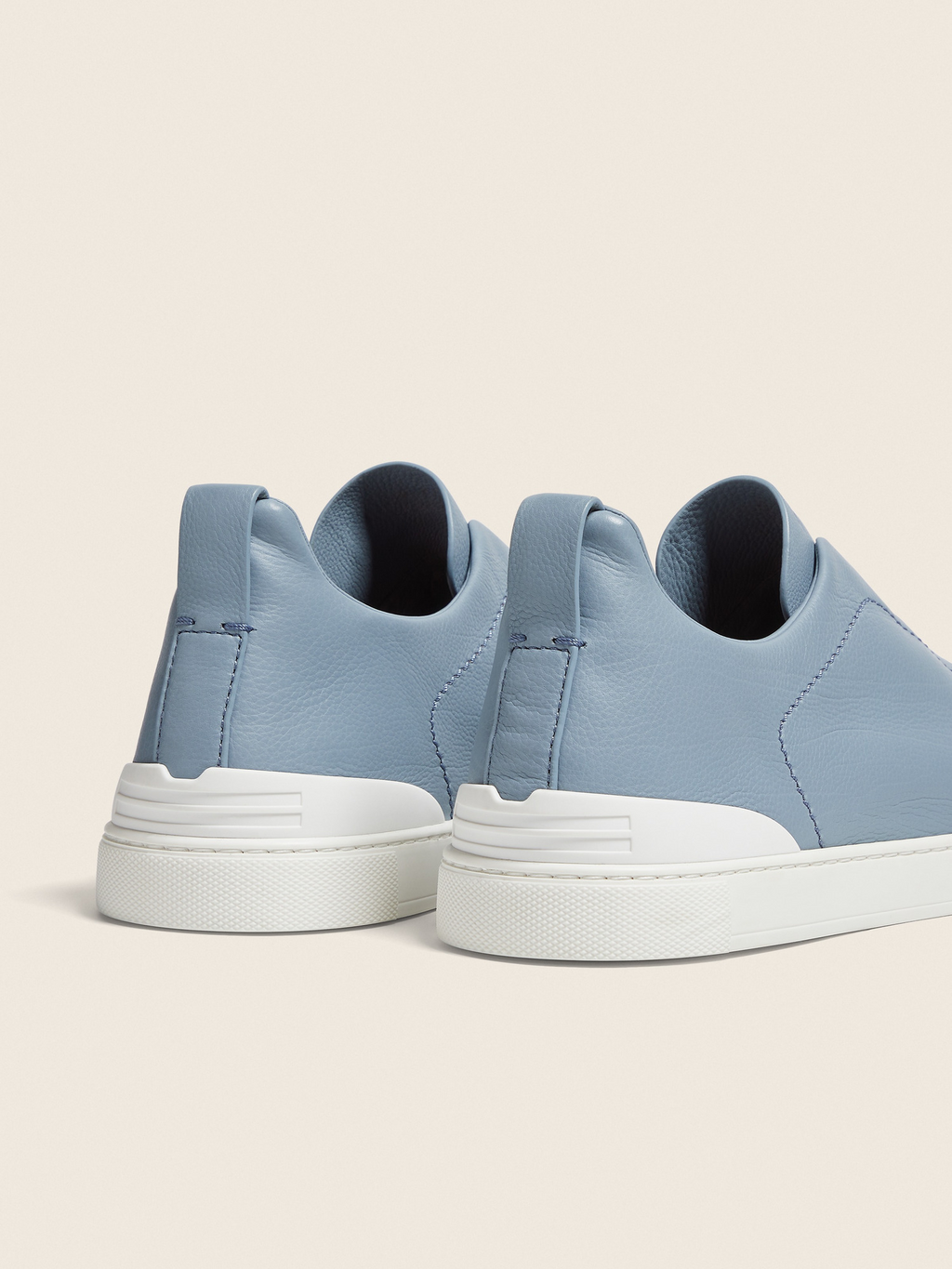 ZEGNA  triple stitch leather sneakers Blue